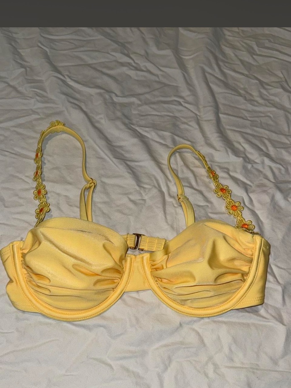 Target Yellow Floral-Appliqué Bikini Top